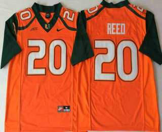 Mens Miami Hurricanes #20 Ed Reed Orange Stitched NCAA Nike College Football Jersey